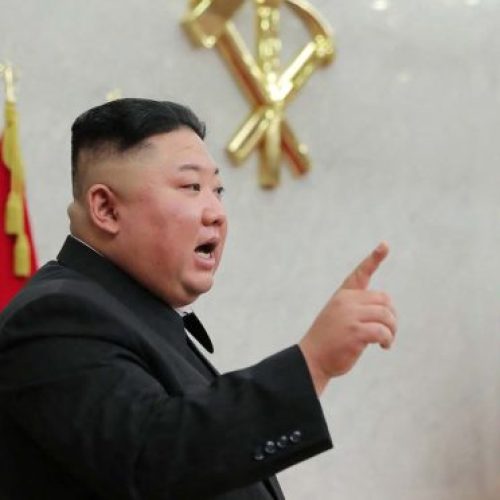 This picture taken on February 8, 2021 and released from North Korea's official Korean Central News Agency (KCNA) on February 9 shows North Korean leader Kim Jong Un attending the first day of the 2nd plenary meeting of the 8th Central Committee of the Workers' Party of Korea (WPK) in North Korea. (Photo by STR / KCNA VIA KNS / AFP) / - South Korea OUT / REPUBLIC OF KOREA OUT   ---EDITORS NOTE--- RESTRICTED TO EDITORIAL USE - MANDATORY CREDIT "AFP PHOTO/KCNA VIA KNS" - NO MARKETING NO ADVERTISING CAMPAIGNS - DISTRIBUTED AS A SERVICE TO CLIENTS
THIS PICTURE WAS MADE AVAILABLE BY A THIRD PARTY. AFP CAN NOT INDEPENDENTLY VERIFY THE AUTHENTICITY, LOCATION, DATE AND CONTENT OF THIS IMAGE. /