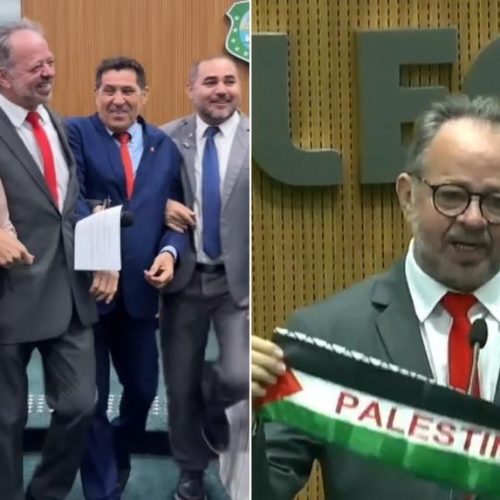 Acrísio Sena toma posse na Alece conduzido, de braços dados, por deputados do PT e do PL